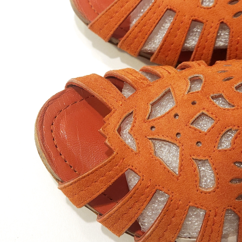 Dior Gladiator Sandal Flats Suede Leather Size 8.5, 39 Vermillion Orange - Picture 10 of 16